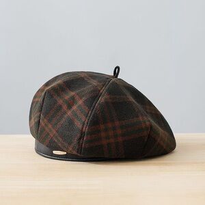 Plaid Brown Beret Hat